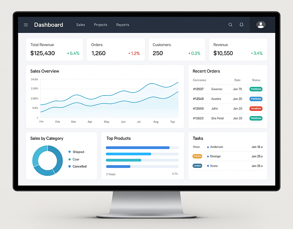 Dashboard de sistema web em Java para gestão empresarial